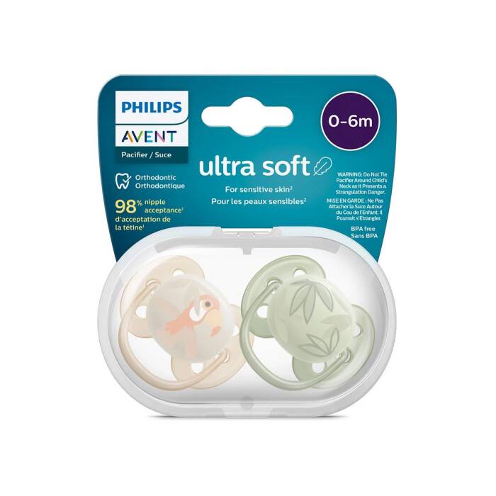 Philips Avent Ultra Soft Emzik 0-6 Ay 2'li (Sarı ve Yeşil Desenli) - 1