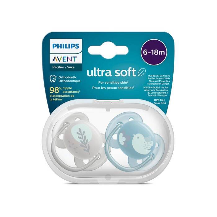 Philips Avent Ultra Soft Emzik 6-18 Ay 2'li (Gri ve Mavi Desenli) - 1