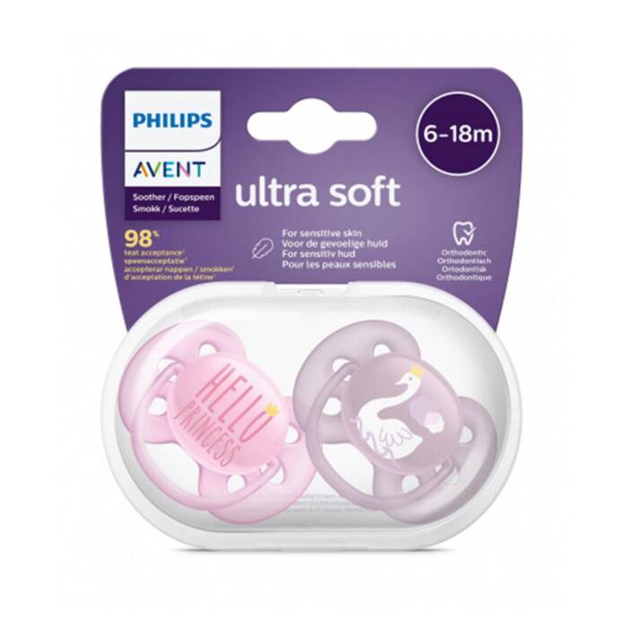 Philips Avent Ultra Soft Emzik 6-18 Ay 2'li (Pembe ve Mor Desenli) - 1