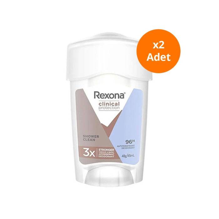 Rexona Clinical Protection Shower Clean Unisex Krem Deodorant 45 ml 2'li Paket - 1