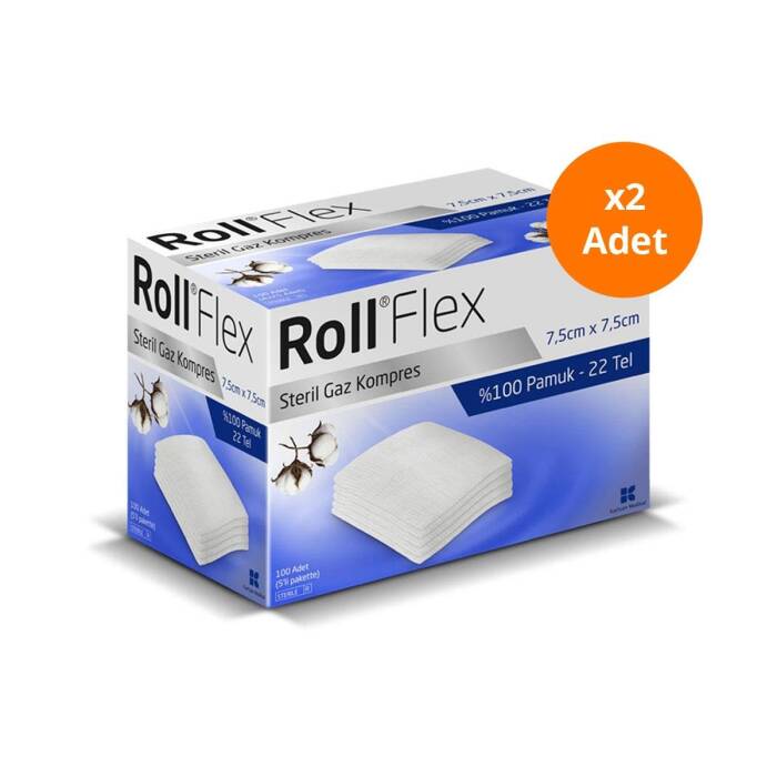 Roll Flex Steril Gaz Kompres 7,5cm x 7,5cm 100'lü x2 Adet - 1