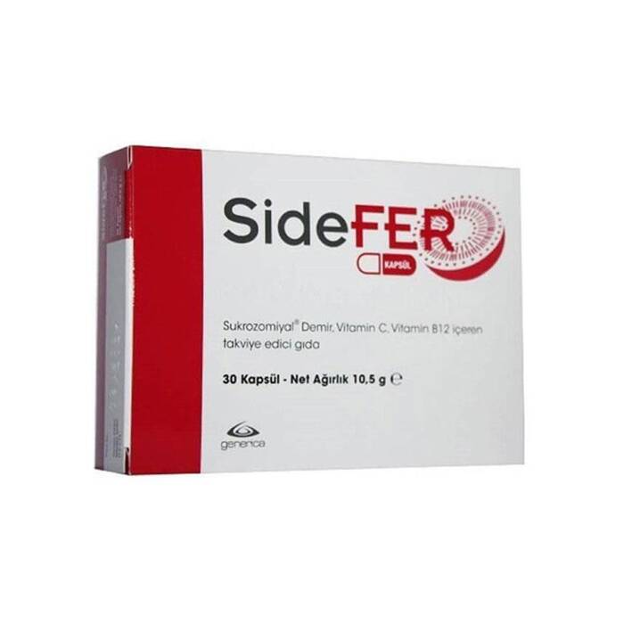 Sidefer Sukrozomiyal Demir - Vitamin C - Vitamin B12 İçeren 30 Kapsül - 1