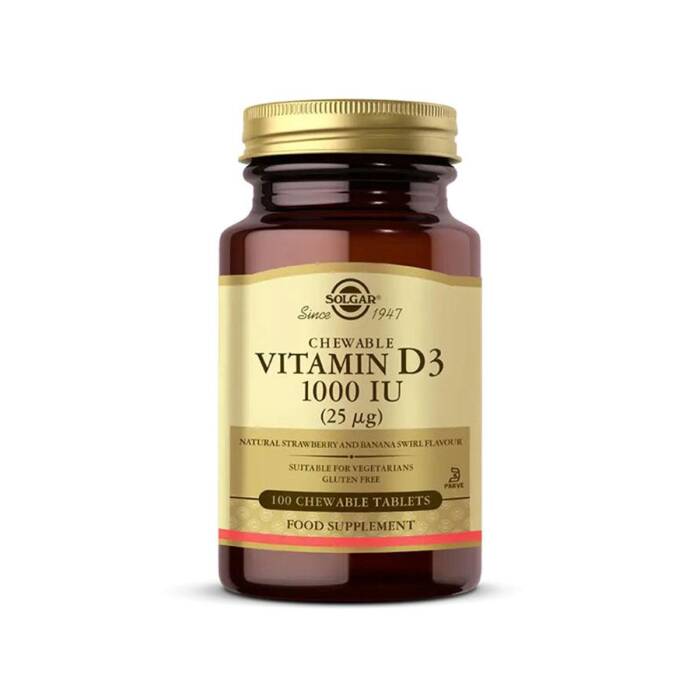 Solgar Vitamin D3 Chewable 1000 IU 100 Tablet - 1