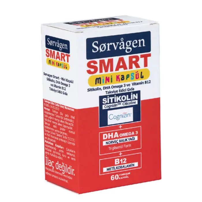 Sorvagen Smart Mini Kapsül Sitikolin DHA ve Vitamin B12 60 Yumuşak Kapsül - 1