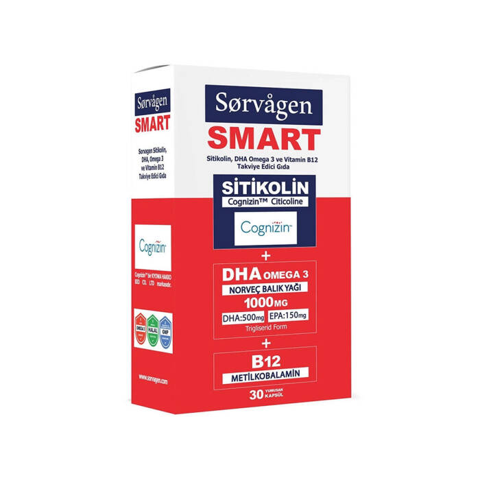 Sorvagen Smart Sitikolin DHA Omega 3 ve B12 30 Yumuşak Kapsül - 1