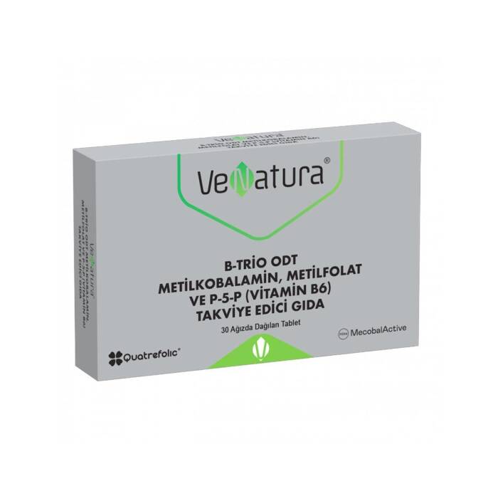 VeNatura B-Trio ODT Metilkobalamin, Metilfolat ve P-5-P (Vitamin B6) Takviye Edici Gıda 30 Tablet - 1