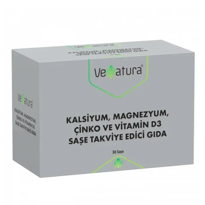 VeNatura Kalsiyum, Magnezyum, Çinko ve Vitamin D3 Saşe Takviye Edici Gıda 30 Saşe - 1