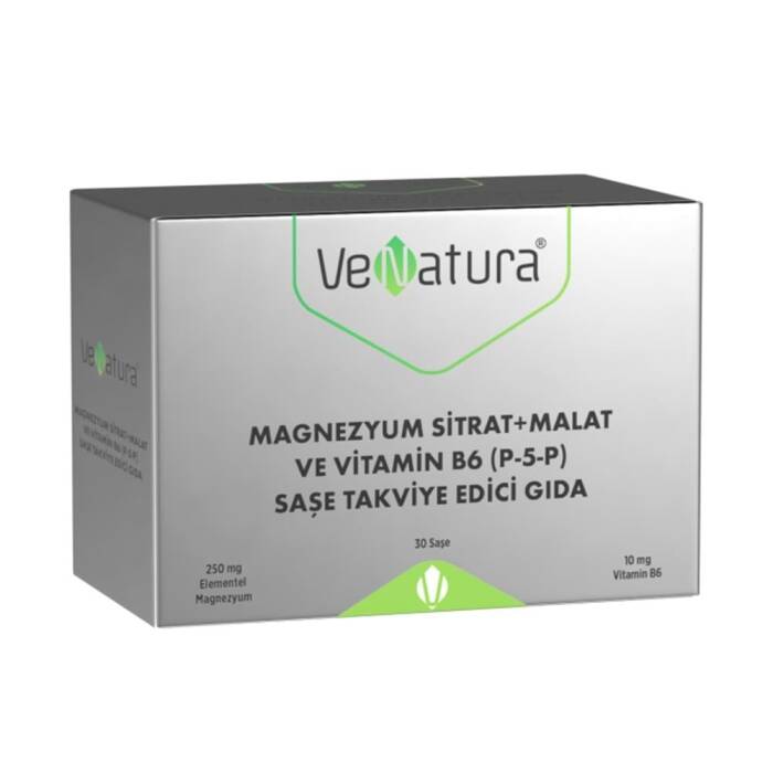 VeNatura Magnezyum Sitrat + Malat ve Vitamin B6 (P-5-P) Takviye Edici Gıda 30 Saşe - 1