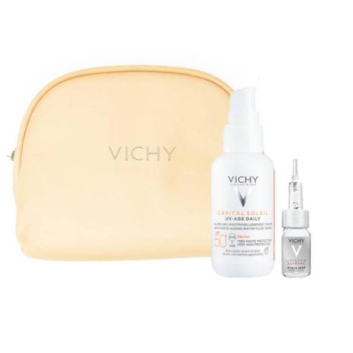 Vichy Capital Soleil UV-Age Daily Güneş Koruyucu Kremi 40 ml + Liftactiv H.A Serum - Çanta Hediyeli - 1