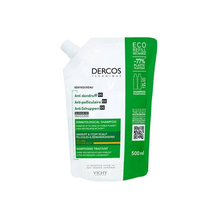 Vichy Dercos Anti-Dandruff Kuru Saçlar İçin Kepek Karşıtı Bakım Şampuanı Refill 500 ml - 1