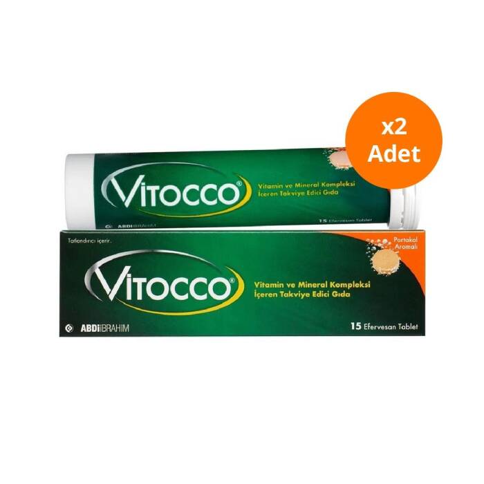 Vitocco Vitamin Mineral İçeren Takviye Edici Gıda 15 Efervesan Tablet x2 Adet - 1