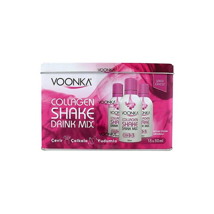 Voonka Beauty Collagen Shake Drink Mix Beyaz Üzüm Aromalı 15 x 50 ml - 1