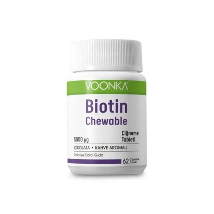 Voonka Biotin 5000 mcg Chewable Takviye Edici Gıda 62 Tablet - 1