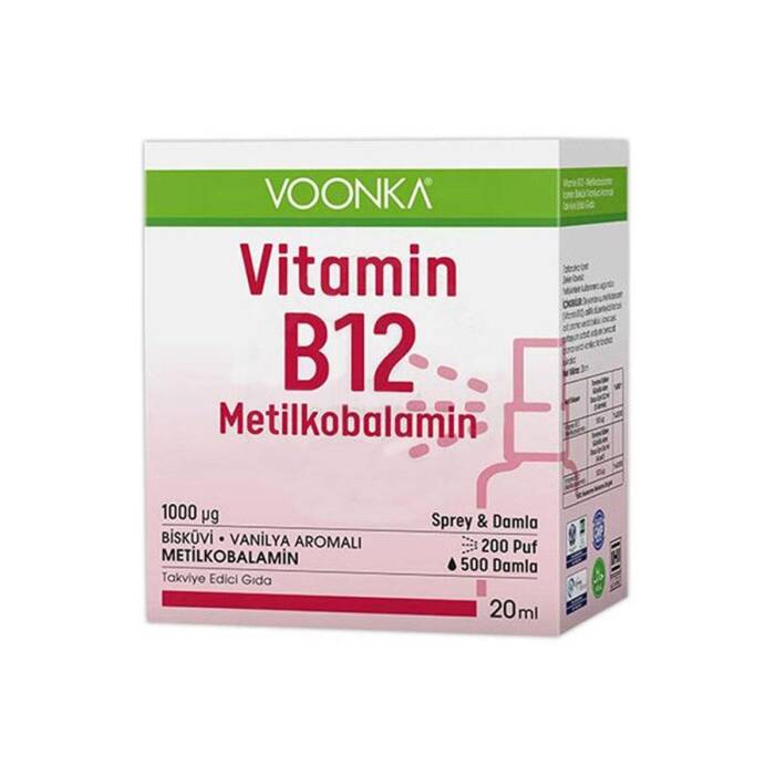 Voonka Vi̇tami̇n B12 Metilkobalamin Sprey & Damla 20 ml - 1