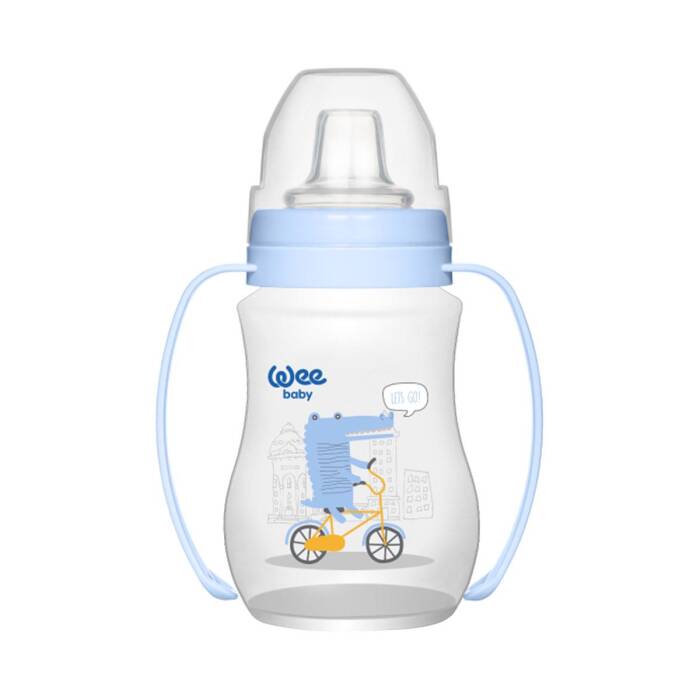 Wee Baby Akıtmaz Kulplu PP Alıştırma Bardağı 250 ml 6+ Ay Mavi - 1