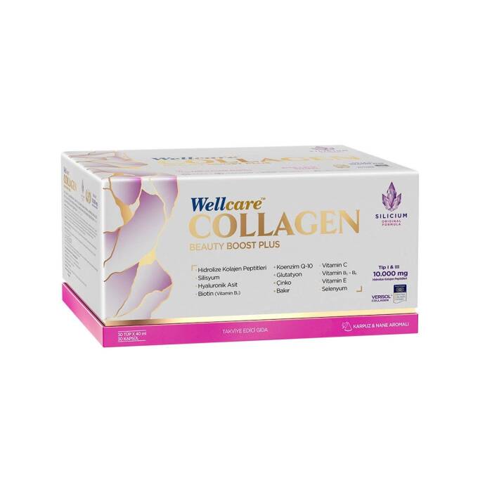 Wellcare Collagen Beauty Plus 10000 mg Karpuz & Nane Aromalı Likit Form 30 Tüp x 40ml + 30 Kapsül - 2