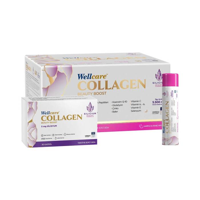 Wellcare Collagen Beauty Plus 5.500 mg Karpuz & Nane Aromalı Likit Form 30 Tüp x 40 ml + 30 Kapsül - 1