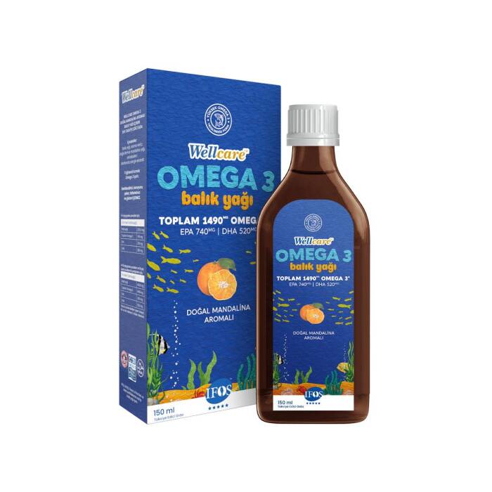 Wellcare Omega 3 Doğal Mandalina Aromalı Balık Yağı 150 ml - 1