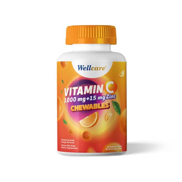 Wellcare Vitamin C 1000 mg + 15 mg Çinko 30 Çiğneme Tableti - 1