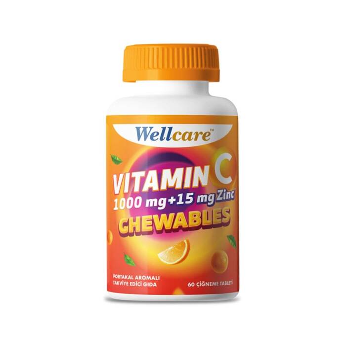 Wellcare Vitamin C 1000 mg + 15 mg Çinko 60 Çiğneme Tableti - 1