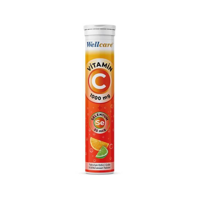 Wellcare Vitamin C 1000 mg + Selenyum 55 mcg 15 Efervesan Tablet - 1