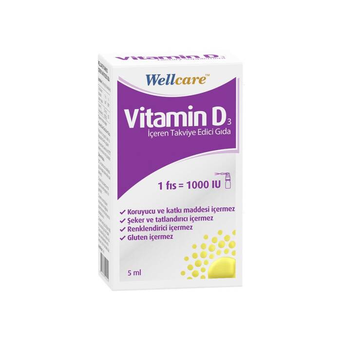 Wellcare Vitamin D3 1000 IU Sprey Takviye Edici Gıda 5 ml - 1