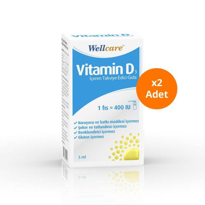 Wellcare Vitamin D3 400 IU 5 ml x 2 Adet - 1