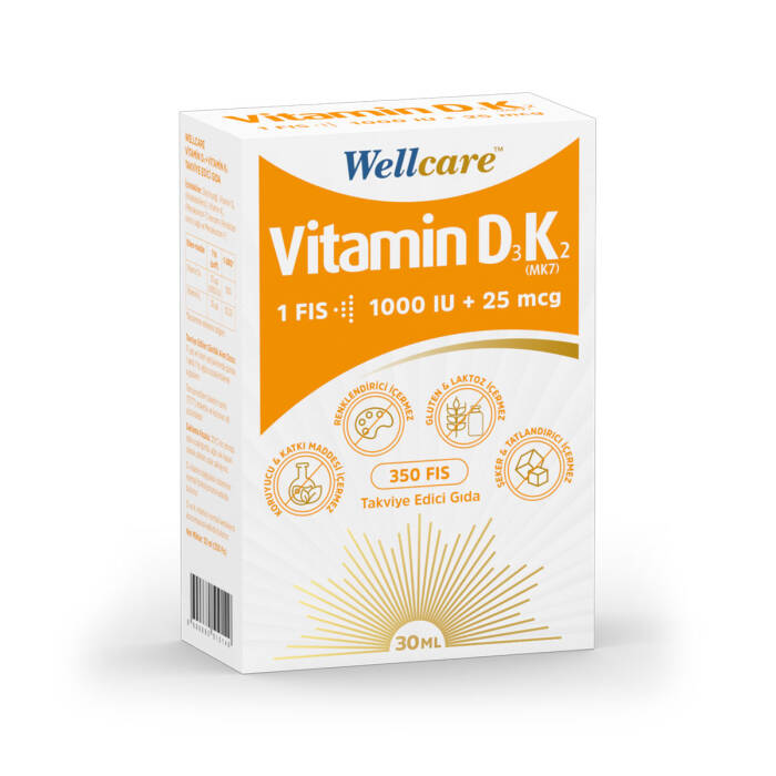 Wellcare Vitamin D3 + K2 25 mcg 1000 IU 30 ml - 1