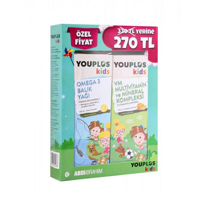 Youplus Kids Omega 3 Balık Yağı 150 ml + Kids VM 150 ml - 1