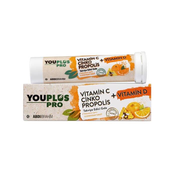 Youplus Pro Vitamin C Çinko Propolis Takviye Edici Gıda 15 Efervesan Tablet - 1