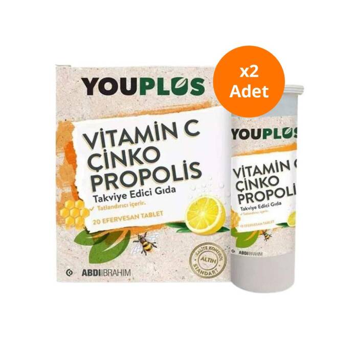 Youplus Vitamin C Çinko Propolis 20 Efervesan Tablet x 2 Adet - 1